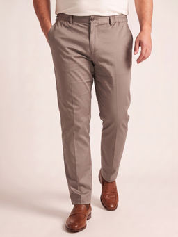 UNSTD - Beige Satin Regular Fit Solid/Plain Trouser