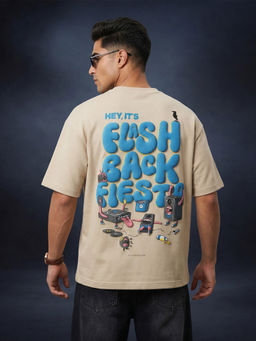 VEIRDO - Flashback Swanwhite Oversized Puff Printed Exclusive T-Shirt
