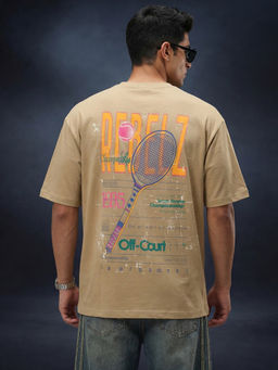 VEIRDO - Rebelz Swan-White Oversized Printed Exclusive T-Shirt