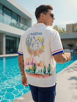 VEIRDO - Arizona White Oversized Printed Exclusive Shirt
