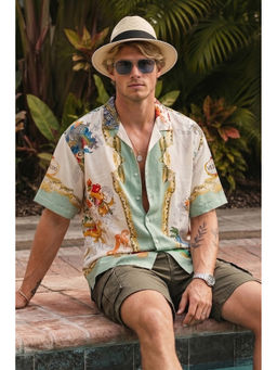 VEIRDO - Royal Riviera Swanwhite All Over Print Oversized Exclusive Shirt