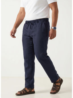 UNSTD - Navy Blue Cotton Regular Fit Solid/Plain Trouser