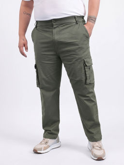 UNSTD - Olive Cotton Regular Fit Solid/Plain Trouser