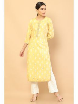 Soch - Women Yellow Printed Kurta