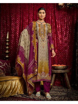 KVS FAB - Multicolor Zari Ari Gota Patti With Digital Print Kurta With Pant And Dupatta