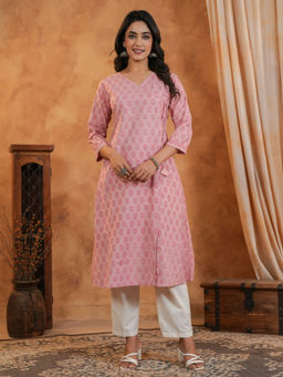 SPAN - Purple A-Line Printed Kurta With Pant