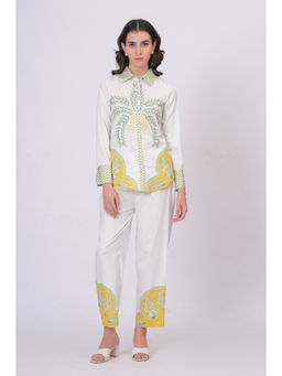 Zolo Label - Tropical Palm Printed White Co-Ord Sets