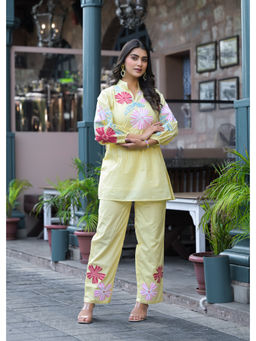 Zolo Label - Sunshine Yellow Elegance Embroidered Co-Ord Sets