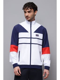 Reebok - White Polyester Blend Colorblock Jacket