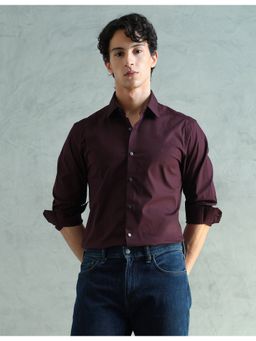 Arrow - Wine Cotton Solid Shirt