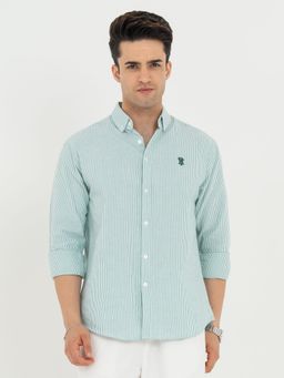 Red Tape - Green Cotton Stripes Shirt