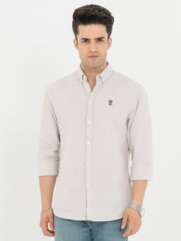 Red Tape - Tan Cotton Stripes Shirt