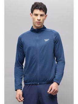 Reebok - Blue Cotton Blend Solid Jacket
