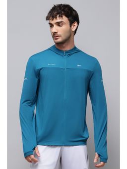 Reebok - Blue Polyester Blend Solid Jacket
