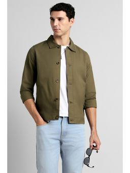 Simon Carter - Olive Cotton Blend Solid Jacket
