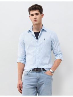 U.S. POLO ASSN. - Blue Cotton Geometric Shirt