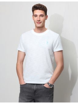 U.S. POLO ASSN. - Blue Polyester Textured T-Shirt