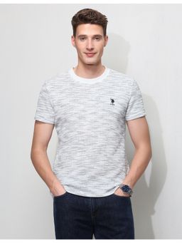 U.S. POLO ASSN. - White Polyester Textured T-Shirt