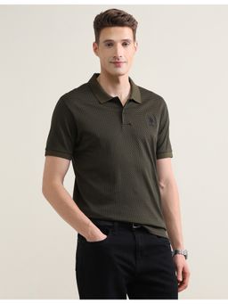 U.S. POLO ASSN. - Green Cotton Geometric Polo T-Shirt