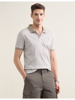 U.S. POLO ASSN. - Brown Cotton Geometric Polo T-Shirt