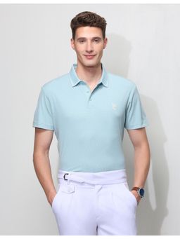U.S. POLO ASSN. - Blue Rayon Solid Polo T-Shirt