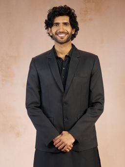 Vastramay - Black Synthetic Solid Blazer