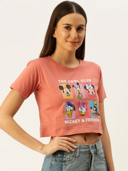 JUNEBERRY - Disney Mickey And Friends Half Sleeve Crop Top for Women