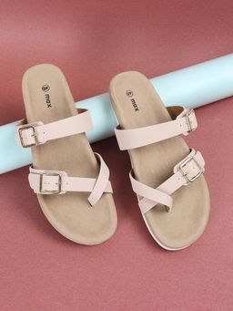 max - Women Pink Solid Double Strap Sandals