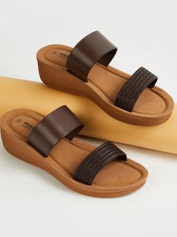 max - Women Brown Slip-On Wedges Heels