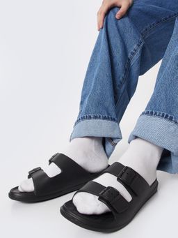 max - Men Black Dual Strap Sandals