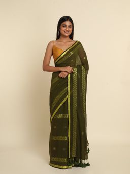 Suta - Olive Woven Design Cotton Blend Saree