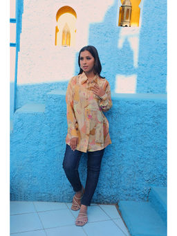 KAFTANIZE - Multicoloured Floral Printed Style Shirt with Embroidery Details