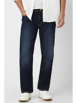 Peter England - Men Navy Mid Wash Wash Regular Fit Jeans