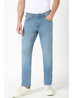 Peter England - Men Blue Light Wash Wash Slim Jeans