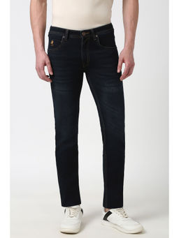 Peter England - Men Navy Light Wash Wash Slim Jeans