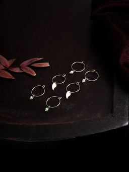 Accessorize London - Womens Green Set of 3 Leaf Hoops Earring