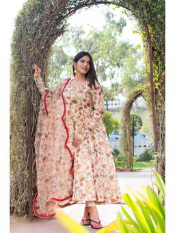 The Traditional Label - Beige Chanderi Suit (Set of 3)