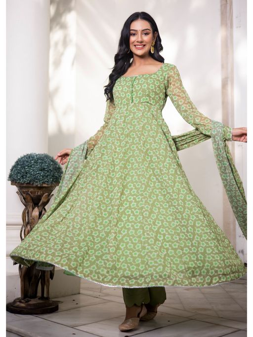 white christmas dresses LONG PISTACHIO GREEN DRESS main image 0