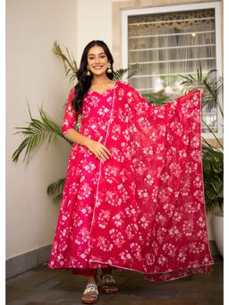 The Traditional Label - Cherry Blossom Chanderi Suit (Set of 3)