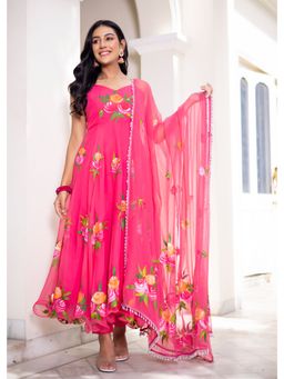 The Traditional Label - Punch Pink Handpainted Suit (Set of 3)