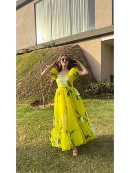 The Traditional Label - Lime Handpainted Dress