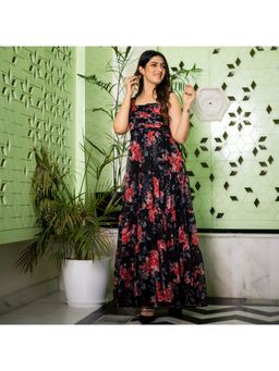The Traditional Label - Black Floral Tiered Dress