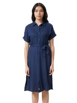 The Souled Store - Solids Navy Long Slit Shirt Dresses For Women