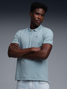Puma - Blue Cotton Half Sleeves Polo T-Shirt
