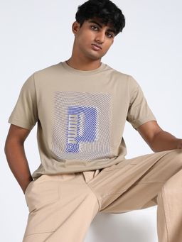 Puma - Beige Cotton Half Sleeves T-Shirt
