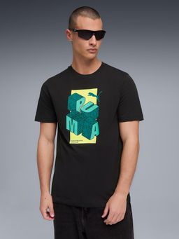 Puma - Black Cotton Half Sleeves T-Shirt
