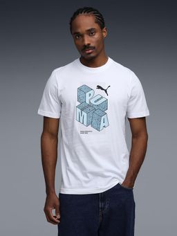 Puma - White Cotton Half Sleeves T-Shirt