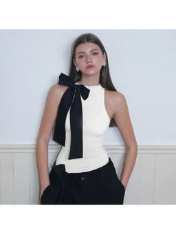 APPAPOP - White Ellendra Front Tie Up Bodysuit