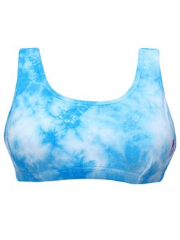 D'chica - Blue Tie Dye Print Athleisure Wear Sports Bra For Teens Blue