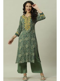 Biba - Green Printed Kurta
